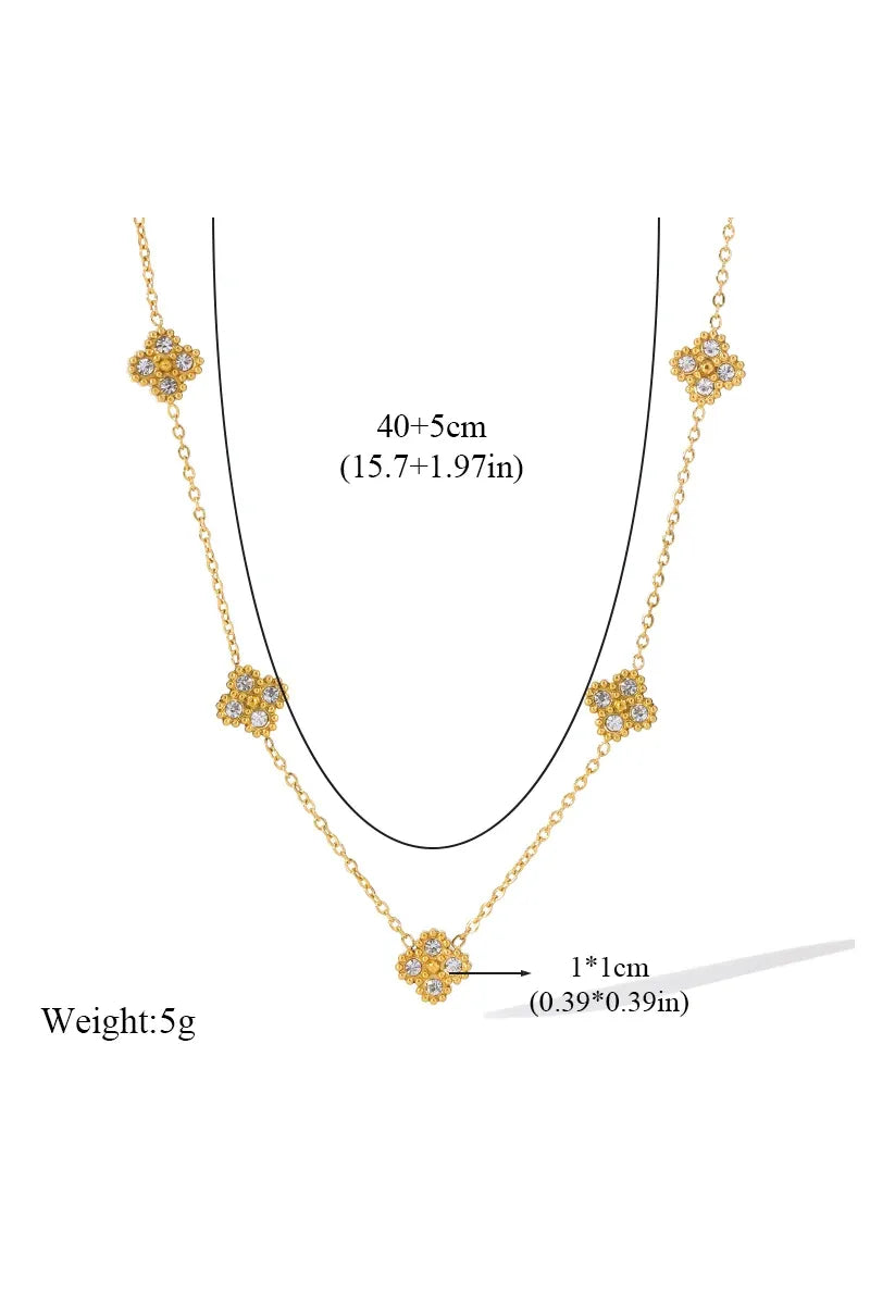 EILIECK 316L Edelstahl Blume Blütenblatt Zirkon Halskette Ohrringe Armband Set Für Frauen Mode Wasserdicht Schmuck Party Geschenk