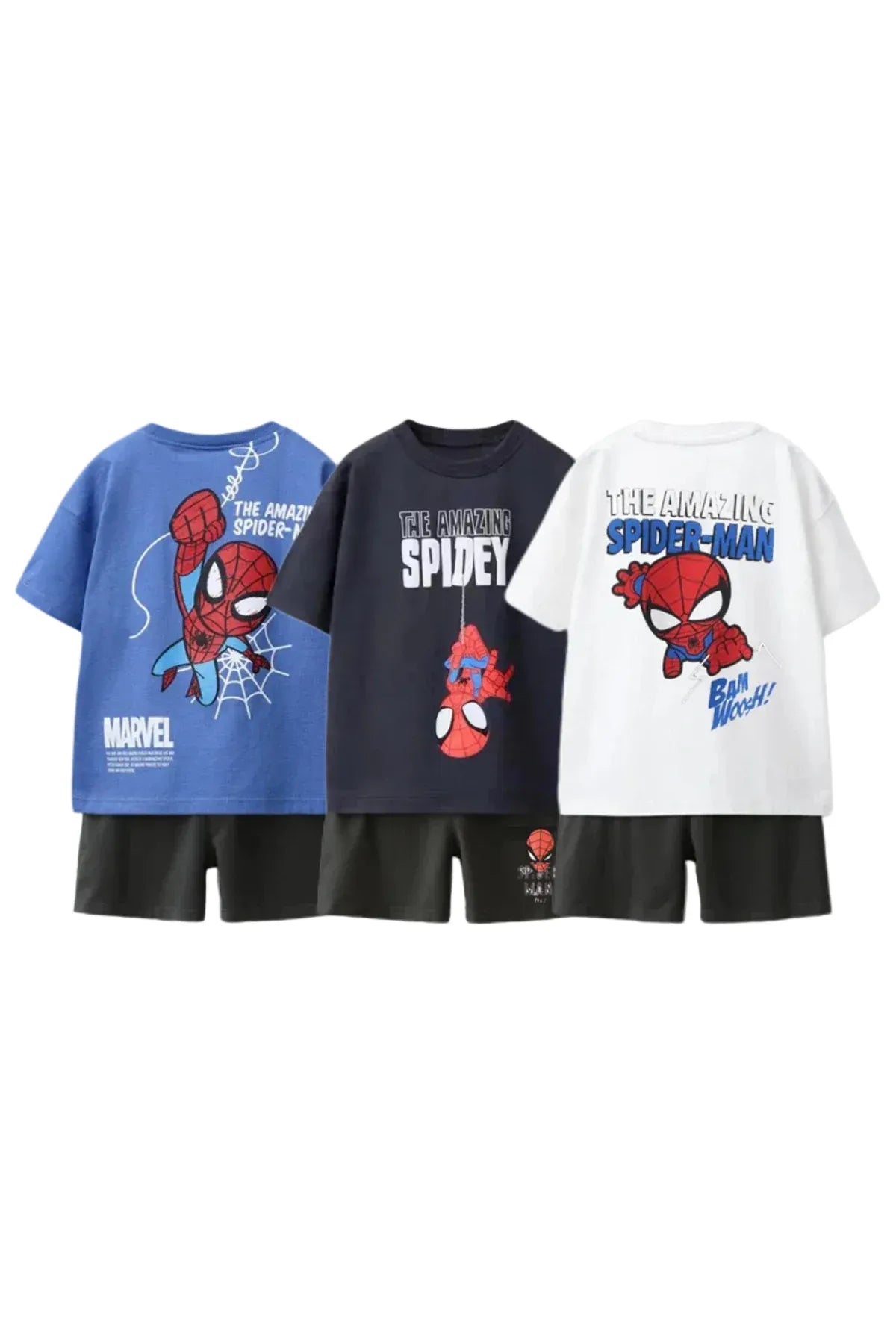 Mini Spidy Cartoon Tee & Shorts Set – Boys