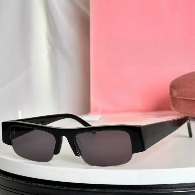 Neue modische Acetat-Sonnenbrille für Damen, Markendesigner, halbrandloser Rahmen, Eyeware, Sommer, coole Mädchen-Sonnenbrille mit rechteckigem Rahmen
