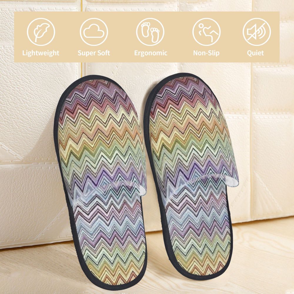 Abstract Geometric Home Zig Zag Guest Slippers for Hotel Women Custom Print Boho Modern Camouflage House Slipper