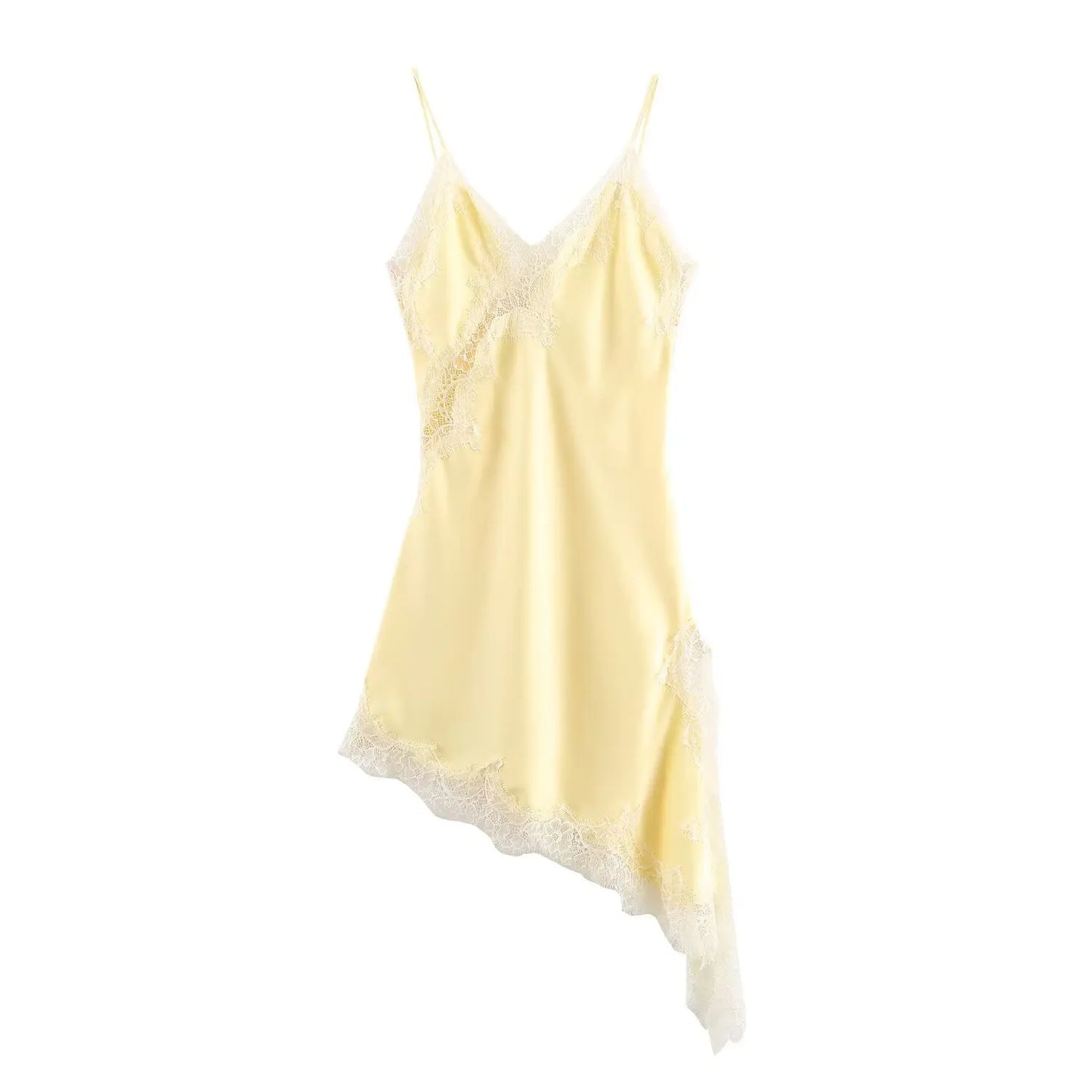Women Fashion Sexy V-Neck Lace Elegant Halter Dress Asymmetric Hem Dress 2026 Summer New Fashion Holiday Party Beach Dresses