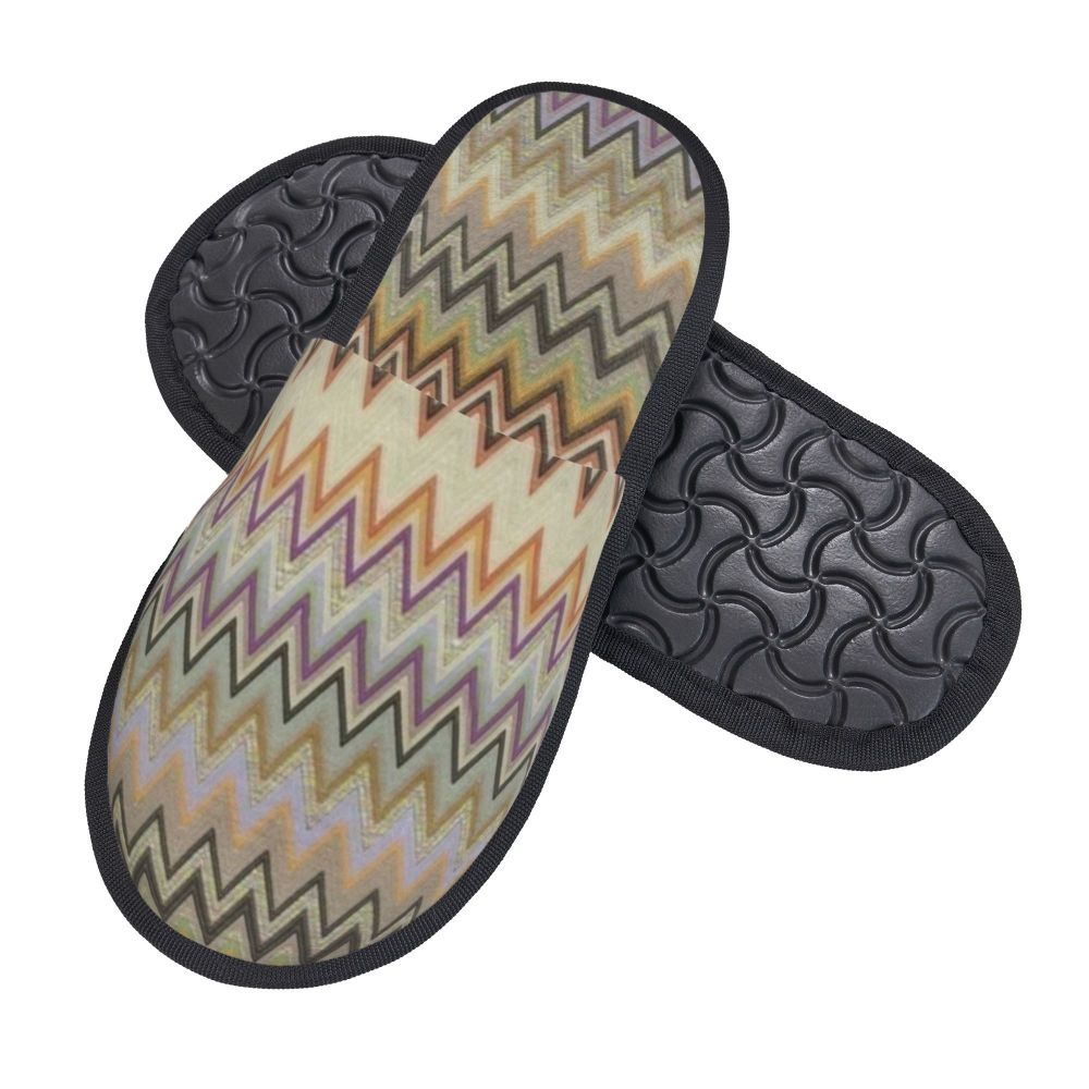Abstract Geometric Home Zig Zag Guest Slippers for Hotel Women Custom Print Boho Modern Camouflage House Slipper
