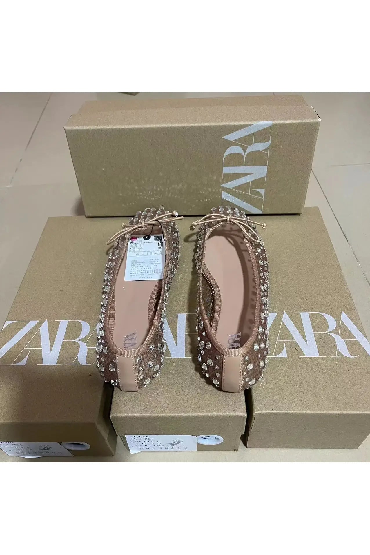 Atmungsaktive flache Schuhe mit Schmetterlingsknoten und Strassverzierung, modische neue Sommerschuhe für Damen, runde Zehenpartie, niedriger Absatz, Gummi...