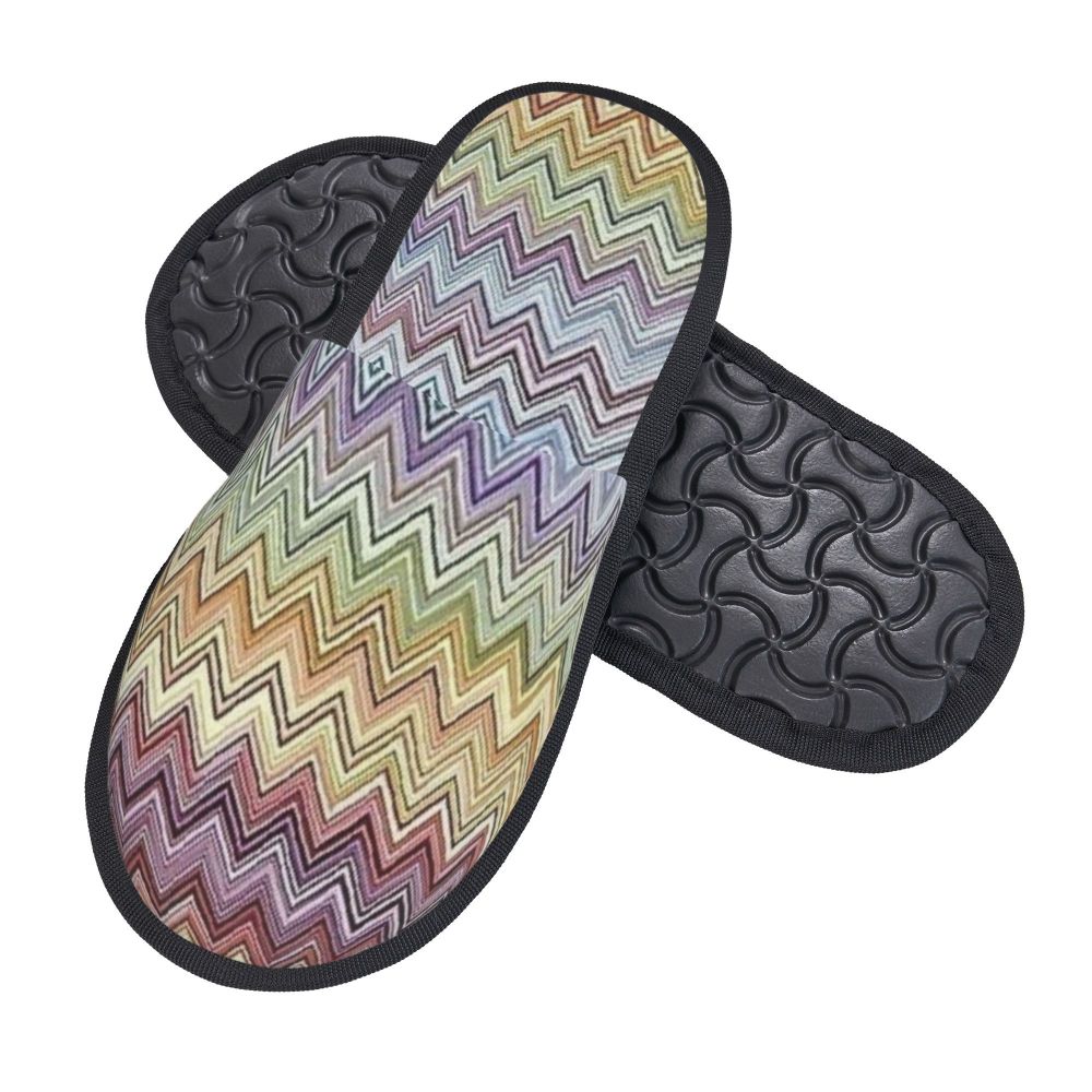 Abstract Geometric Home Zig Zag Guest Slippers for Hotel Women Custom Print Boho Modern Camouflage House Slipper