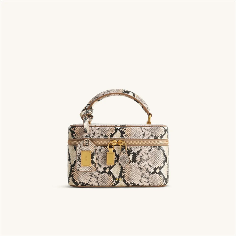 New JWPEI Cleo Crocodile-Print Diamond-Embellished Box Bag, Square Handbag, Crossbody Shoulder Bag, Small Square Bag