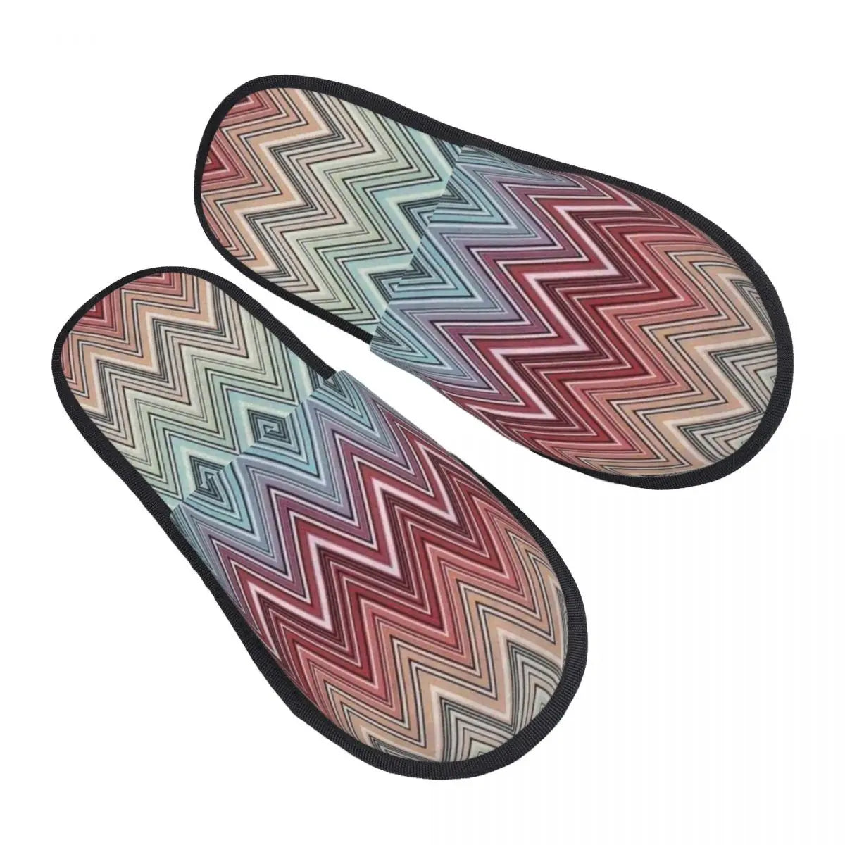Abstract Geometric Home Zig Zag Guest Slippers for Hotel Women Custom Print Boho Modern Camouflage House Slipper