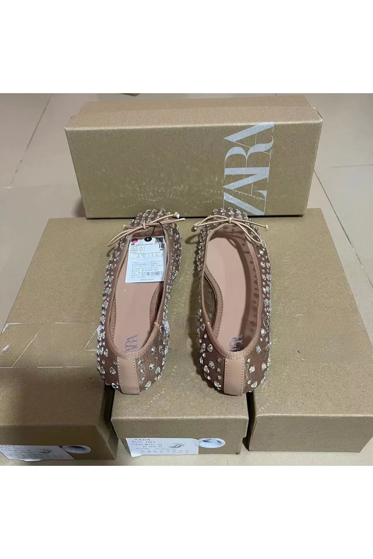 Atmungsaktive flache Schuhe mit Schmetterlingsknoten und Strassverzierung, modische neue Sommerschuhe für Damen, runde Zehenpartie, niedriger Absatz, Gummi...