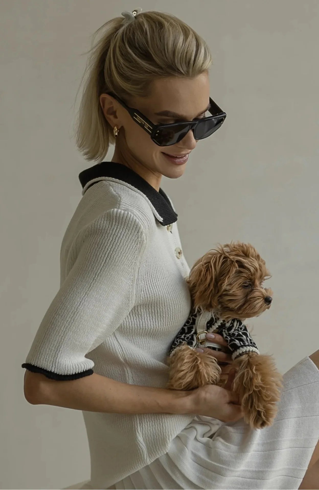 Lässiges Strick-Set mit einfarbigem Pullover und kurzem Rock für Damen, Frühling/Herbst, bequemer Street-Style, Polyester-Gewebe