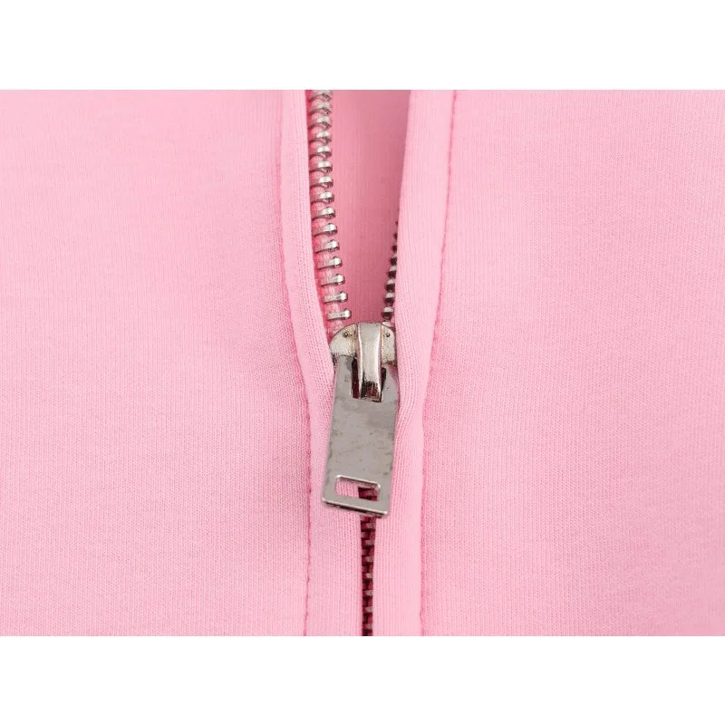 KADUWAKI Herbst Dame Casual Outfit Einfarbig Zipper Up Bomber Jacke Gerippte Borte Ausgestelltes Kordelzug Hose frauen Zwei Stück set