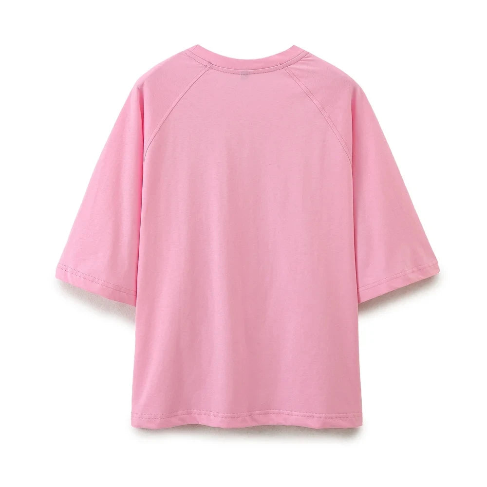 HH Sommer Frauen Casual T-shirt Hose Sets Elegante Rosa O Hals Kurzarm T-Shirt + Kordelzug Lose Hosen Frühling Anzug