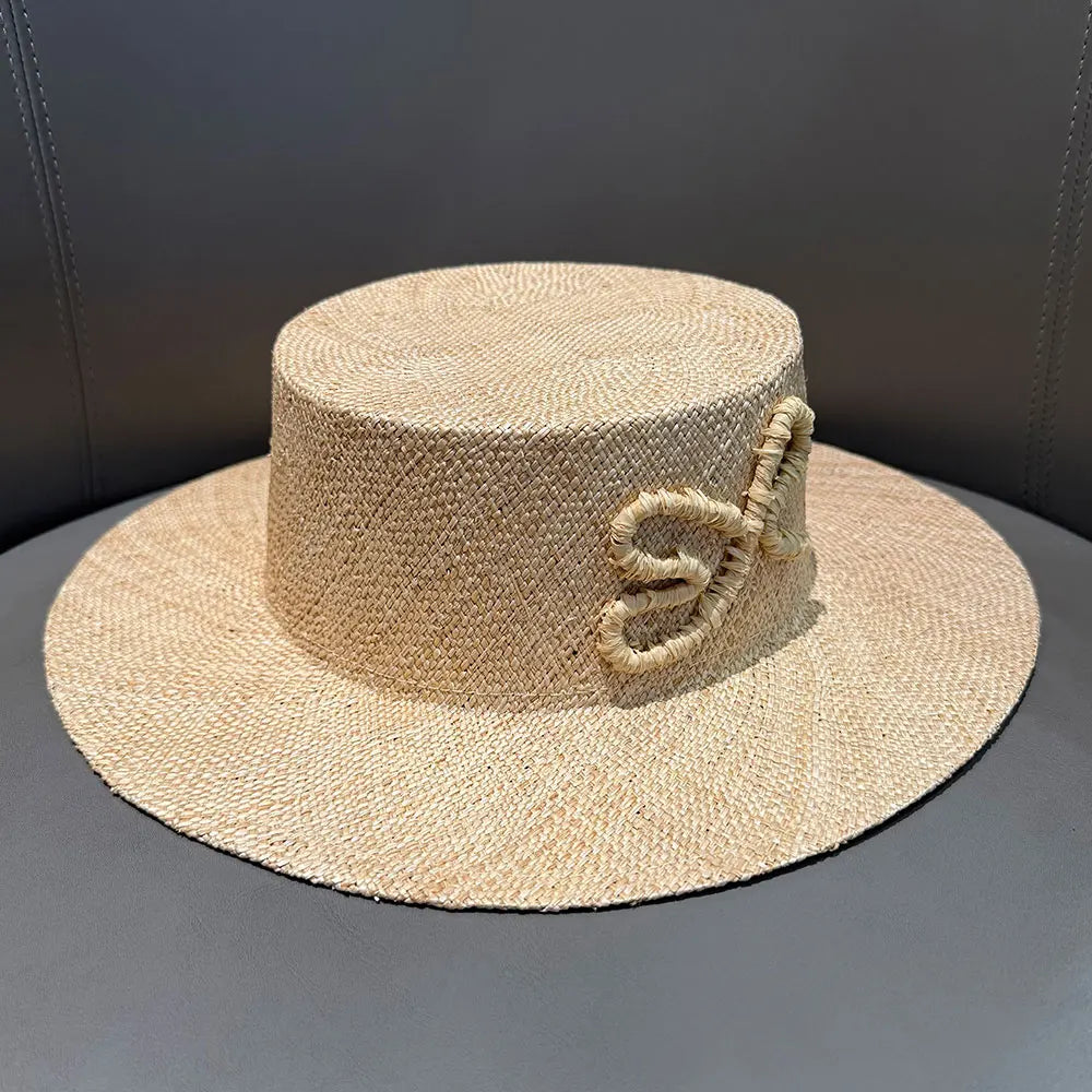 2026 New Summer Natural Straw Wide Brim Handmade High Quality Boater Hat For Women Sun Hat Sombrero Mujer Playa Boater Hat
