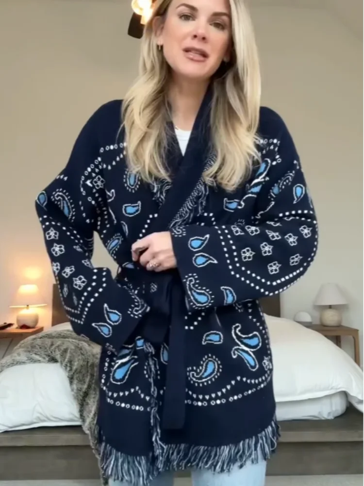 Frauen Gestrickte Getäfelten Pullover drehen-unten Kragen Flare Hülse Reißverschlüsse Mantel Strickjacke Casual Büro Dame Herbst 2025, Pullover