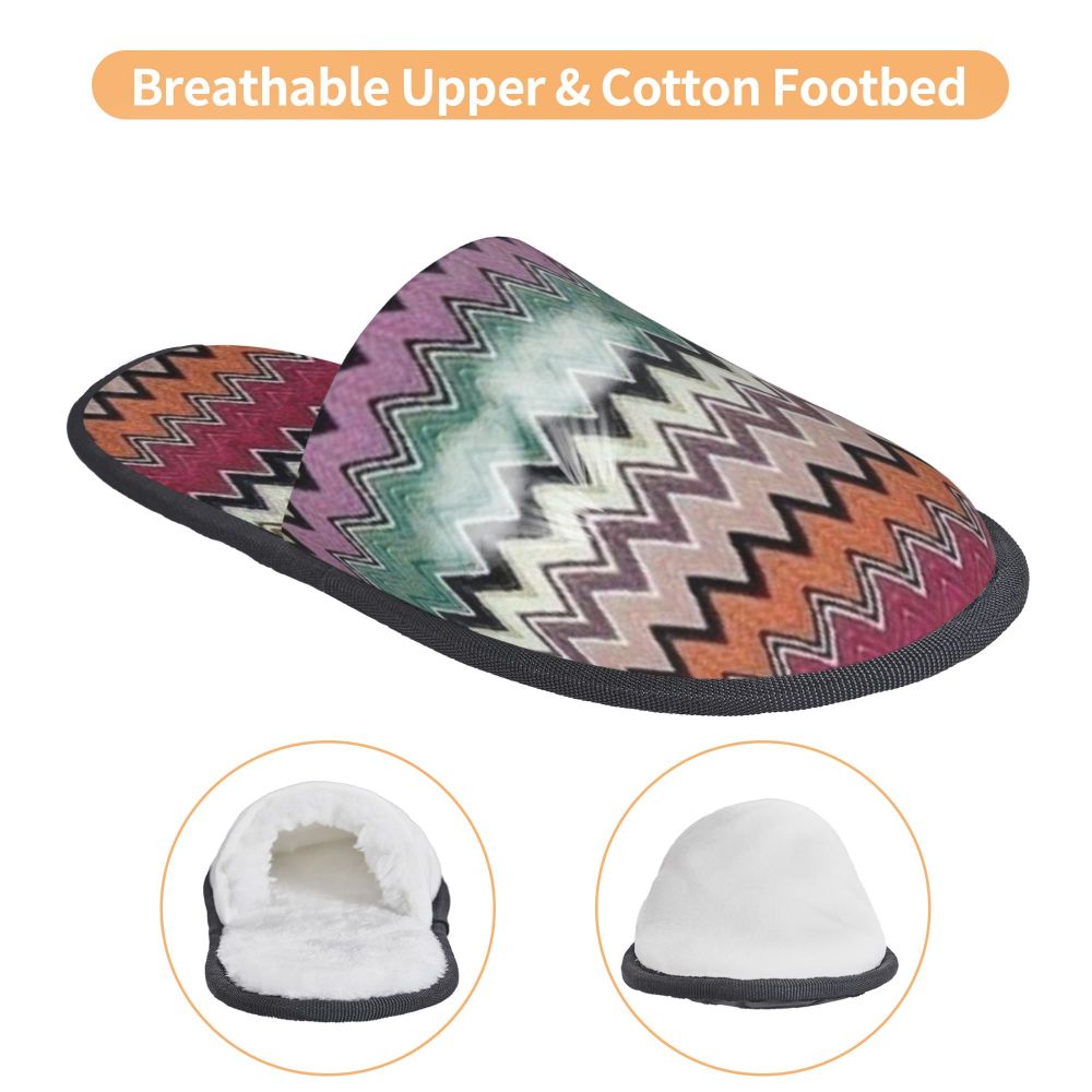 Abstract Geometric Home Zig Zag Guest Slippers for Hotel Women Custom Print Boho Modern Camouflage House Slipper