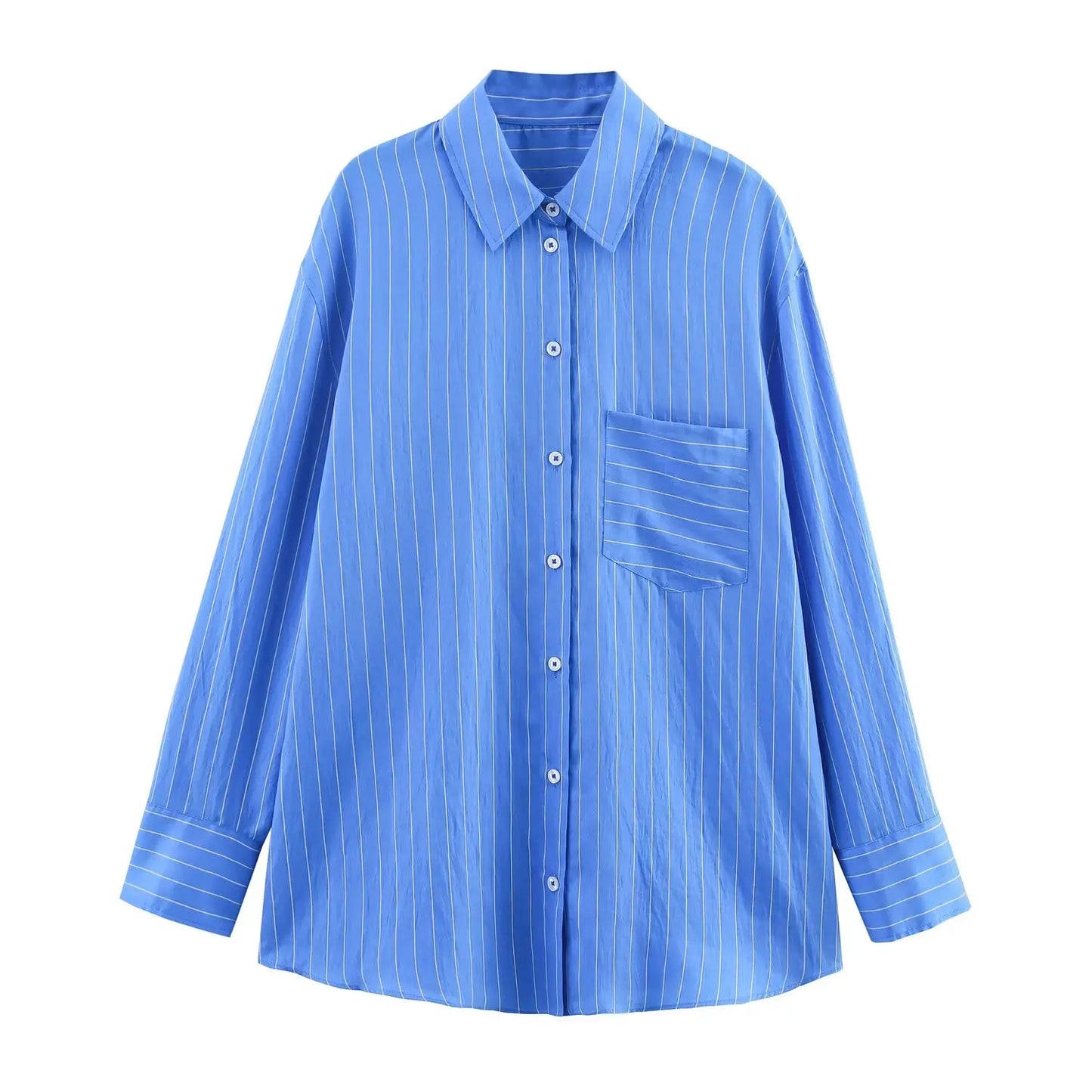 HH Women Striped Pants Suit Loose Lapel Long Sleeve Pocket Single-breasted Blouse+Summer Pajama Style Drawstring Pants