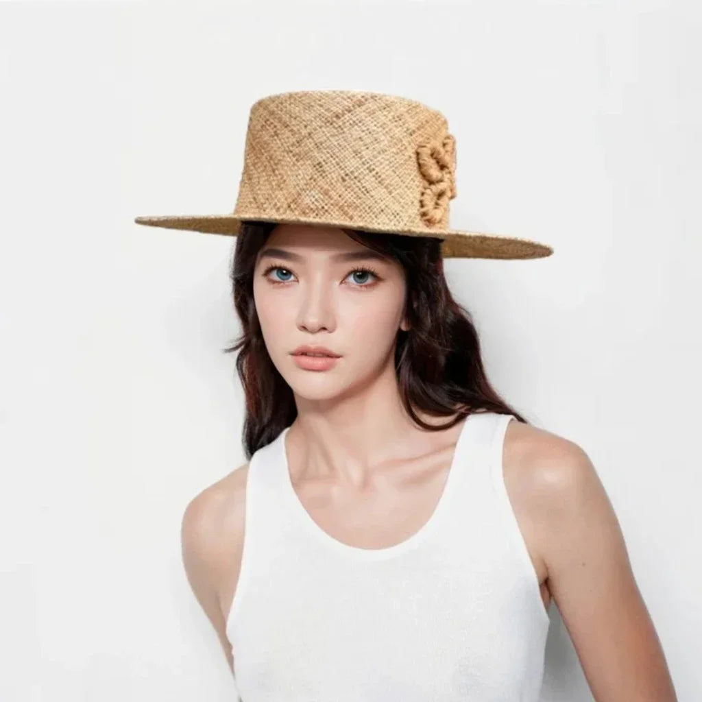 2026 New Summer Natural Straw Wide Brim Handmade High Quality Boater Hat For Women Sun Hat Sombrero Mujer Playa Boater Hat