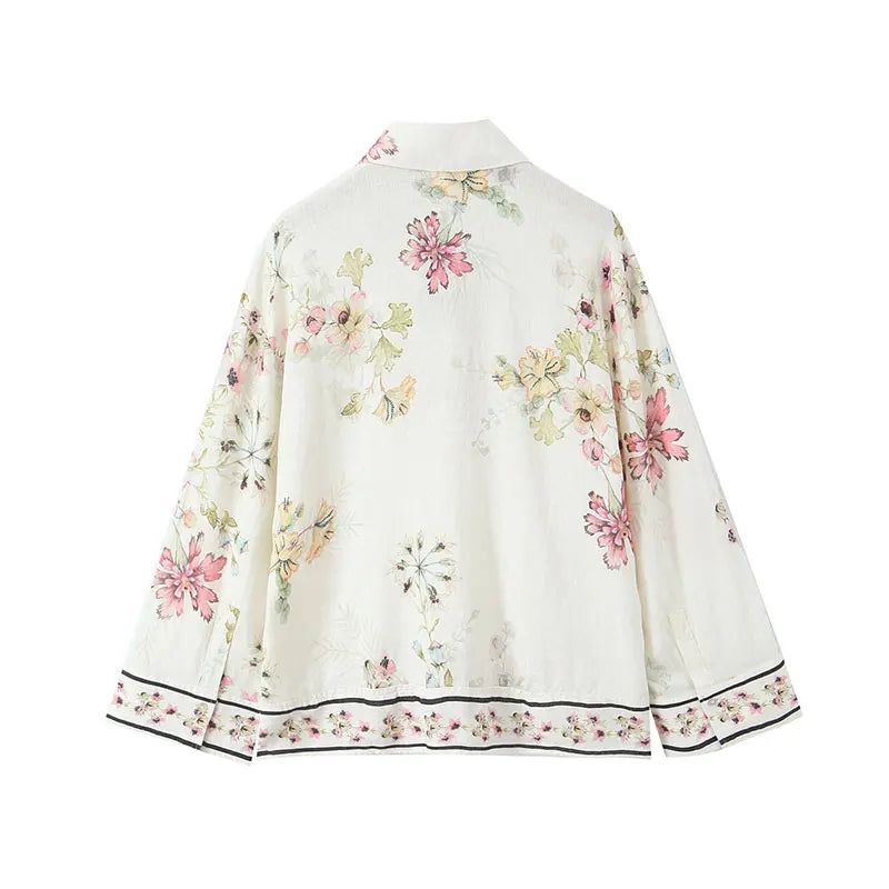 TFAFXY Thin Women Printed Blouse 2026 Spring Autumn Single-breasted Loose Shirt Female Casual Office Top Y2K