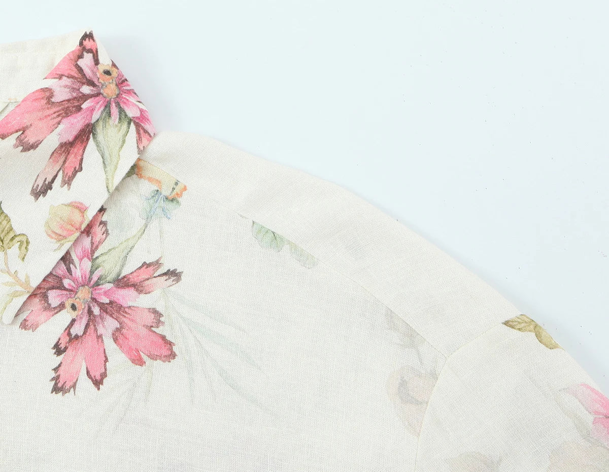European and American style 2026 spring new women's clothing design loose and versatile linen blend shirt