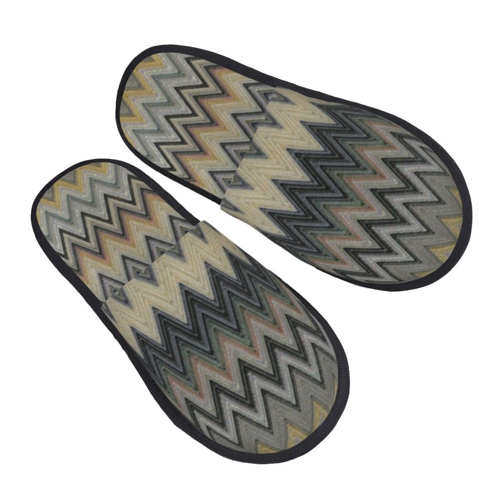 Abstract Geometric Home Zig Zag Guest Slippers for Hotel Women Custom Print Boho Modern Camouflage House Slipper