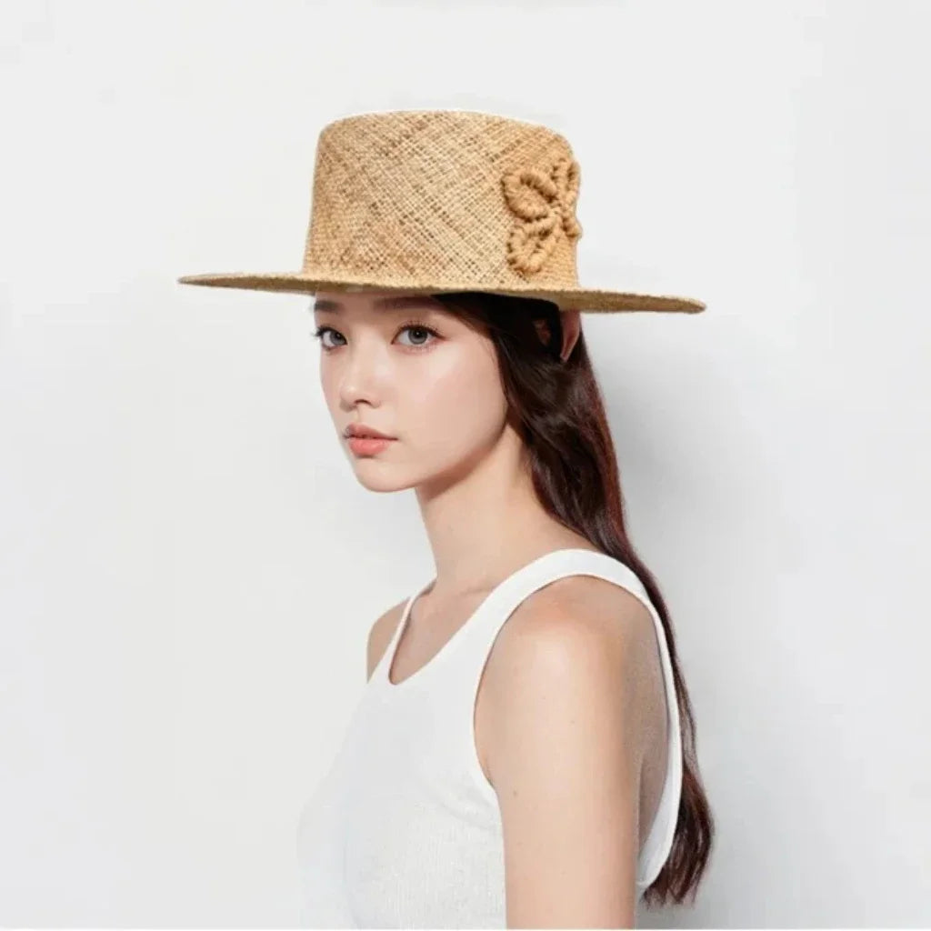 2026 New Summer Natural Straw Wide Brim Handmade High Quality Boater Hat For Women Sun Hat Sombrero Mujer Playa Boater Hat
