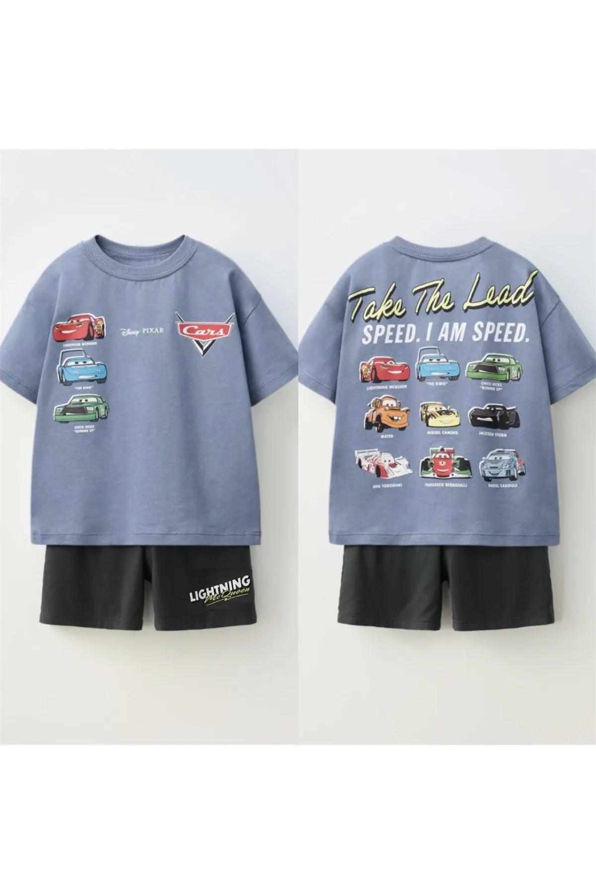 Mini Cars Cartoon T‑Shirt & Shorts Set – Kinder Sommer Outfit