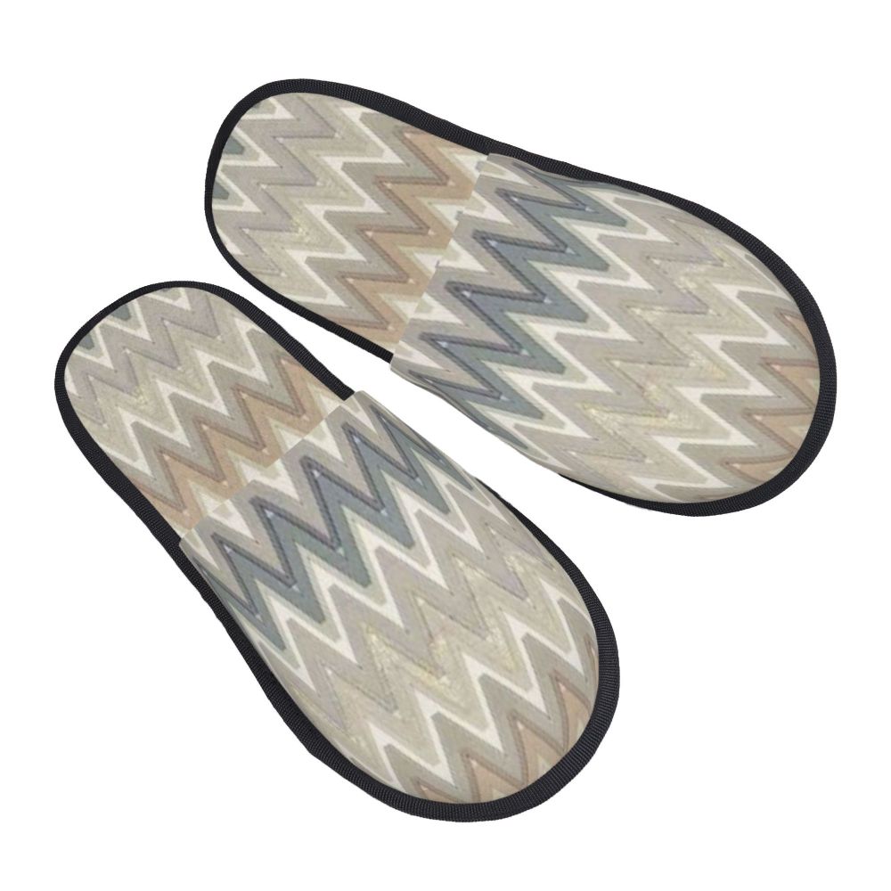Abstract Geometric Home Zig Zag Guest Slippers for Hotel Women Custom Print Boho Modern Camouflage House Slipper