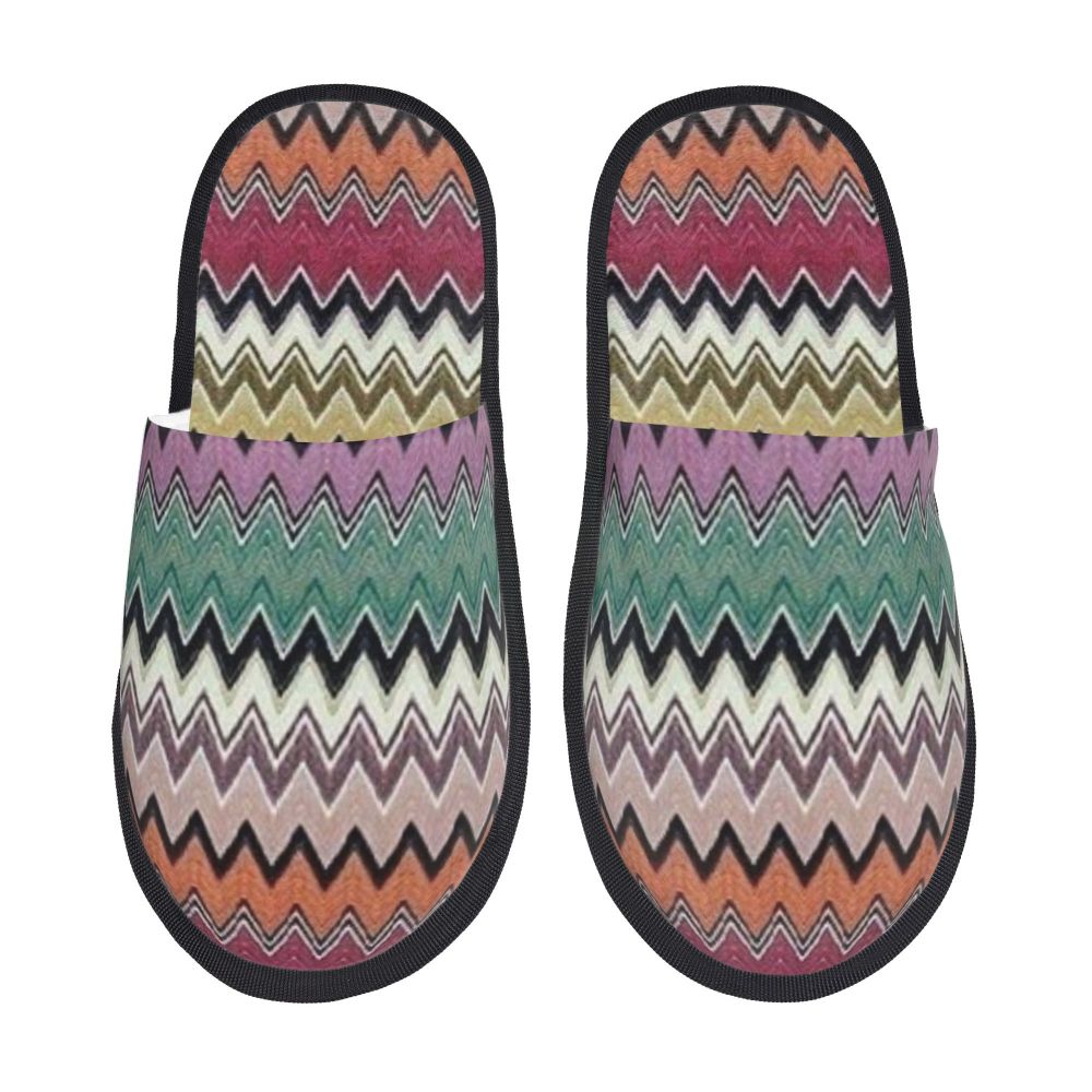 Abstract Geometric Home Zig Zag Guest Slippers for Hotel Women Custom Print Boho Modern Camouflage House Slipper