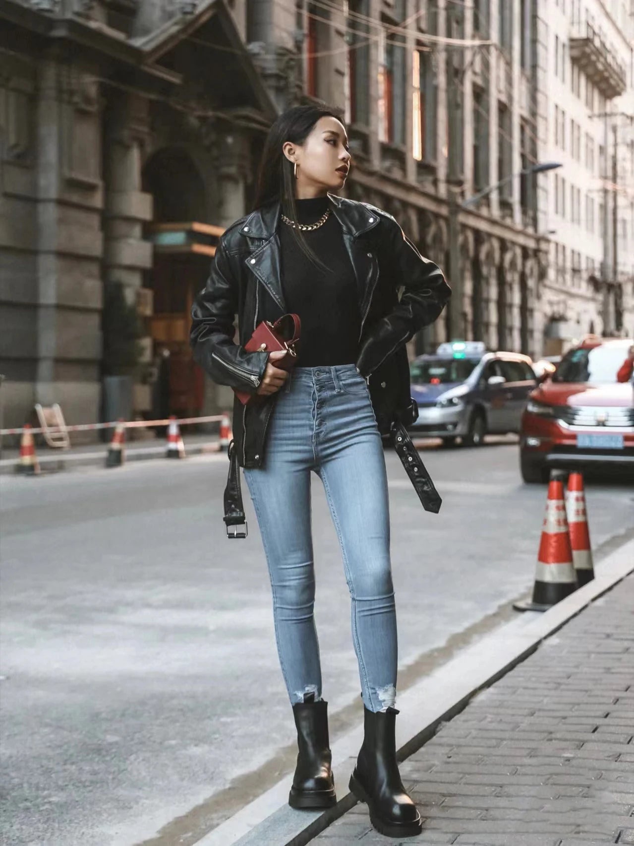 Neue 2025, Damen-Motorrad-Leder, PU-Kunstleder, lockere Jacke, schwarze Jacke