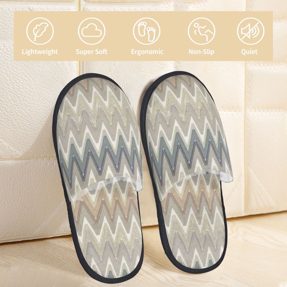 Abstract Geometric Home Zig Zag Guest Slippers for Hotel Women Custom Print Boho Modern Camouflage House Slipper