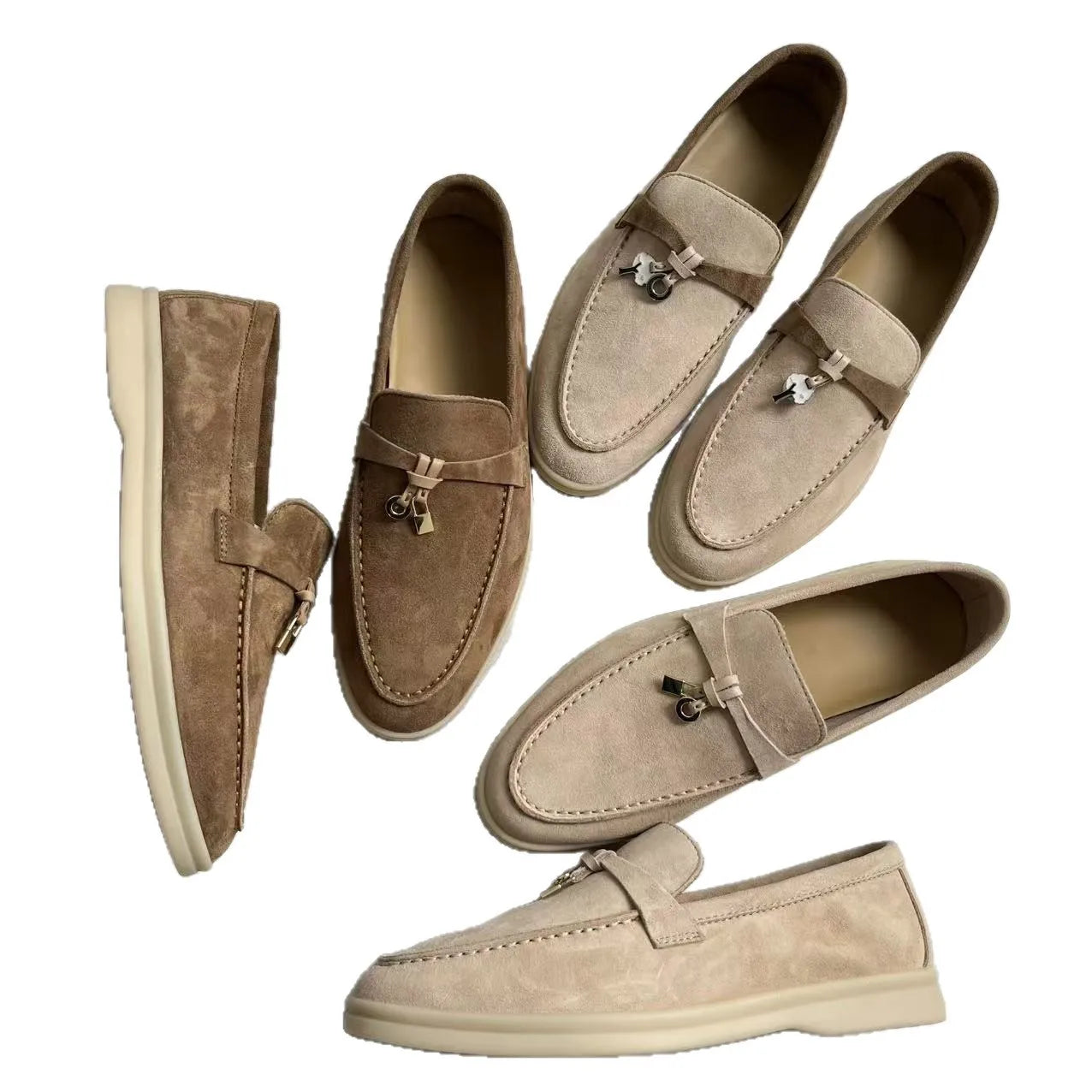 Klassische High-Top LP Loafer mit weicher Sohle, Slip-On-Schuhe, Metallschnalle, Quastendetails, lässige runde Zehenpartie, Leder-Flats