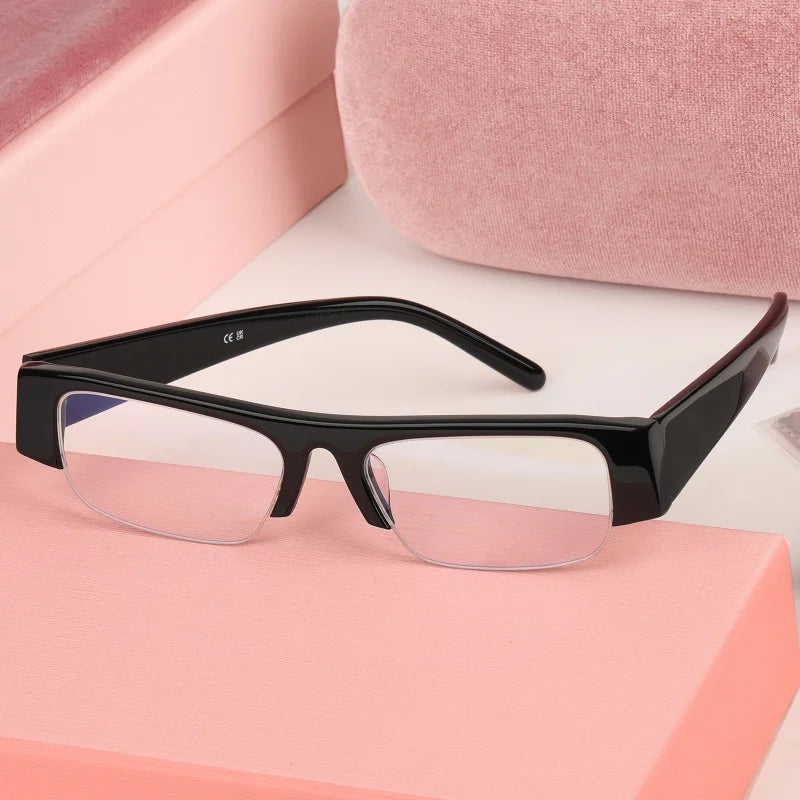 Neue modische Acetat-Sonnenbrille für Damen, Markendesigner, halbrandloser Rahmen, Eyeware, Sommer, coole Mädchen-Sonnenbrille mit rechteckigem Rahmen