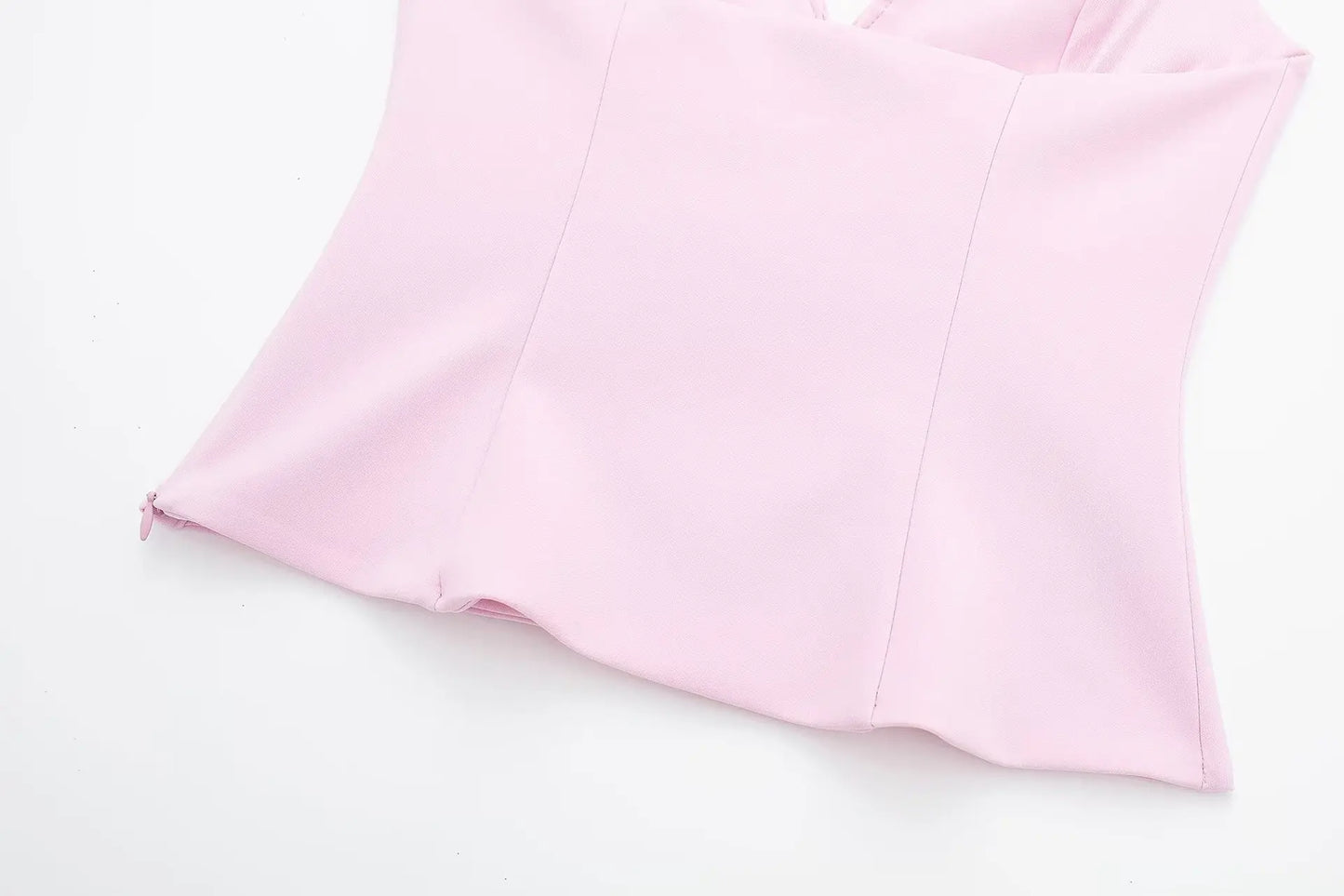2-teiliges Sommer-Set für Damen, hohe Taille, Gesäßtasche, Miniröcke, Shorts, sexy V-Ausschnitt, ärmellos, rückenfrei, Hosenträger, Reißverschluss