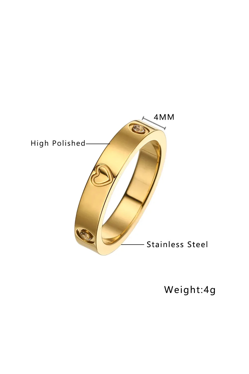 Herzring mit Zirkonia – Eleganter Edelstahlring für Frauen