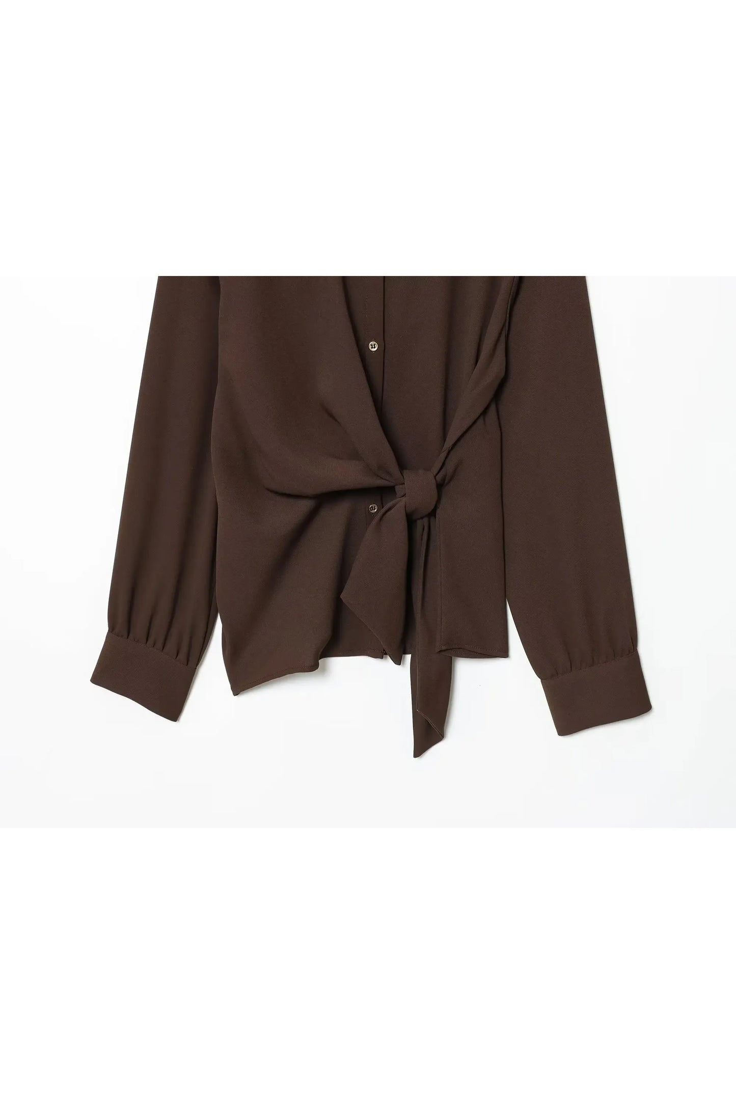 BSAY Hosen set 2 stücke anzug 2025 herbst neue revers lange ärmeln knoten verziert hemd oder elastische hohe taille breite bein hosen mujer