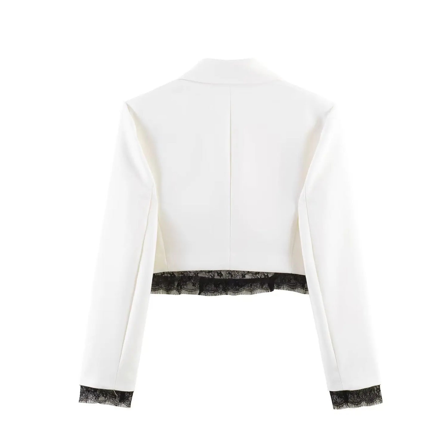 Fashion Women Lace Trim Cropped Blazer Shorts Suits Causal Slim Full Sleeve Coats High-waist Short 2026 New Ladies Solid Outwear
