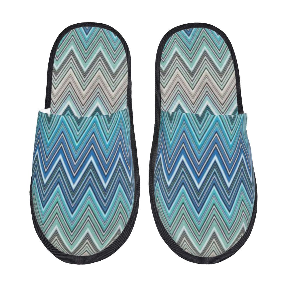 Abstract Geometric Home Zig Zag Guest Slippers for Hotel Women Custom Print Boho Modern Camouflage House Slipper