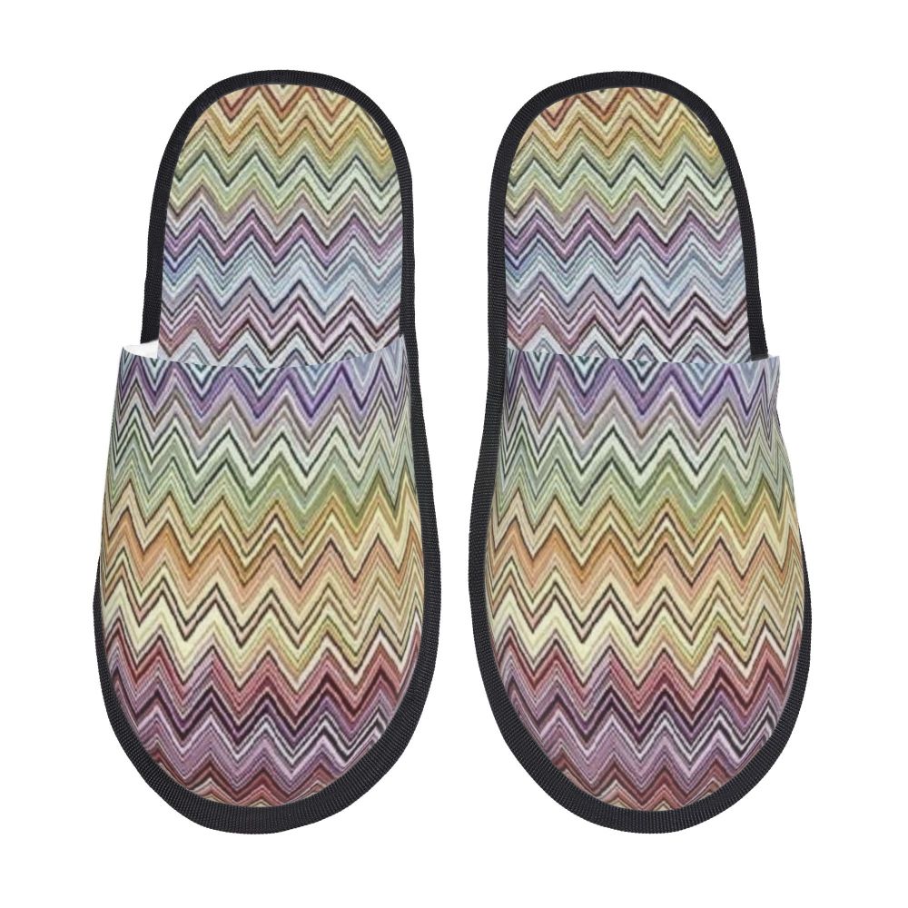 Abstract Geometric Home Zig Zag Guest Slippers for Hotel Women Custom Print Boho Modern Camouflage House Slipper