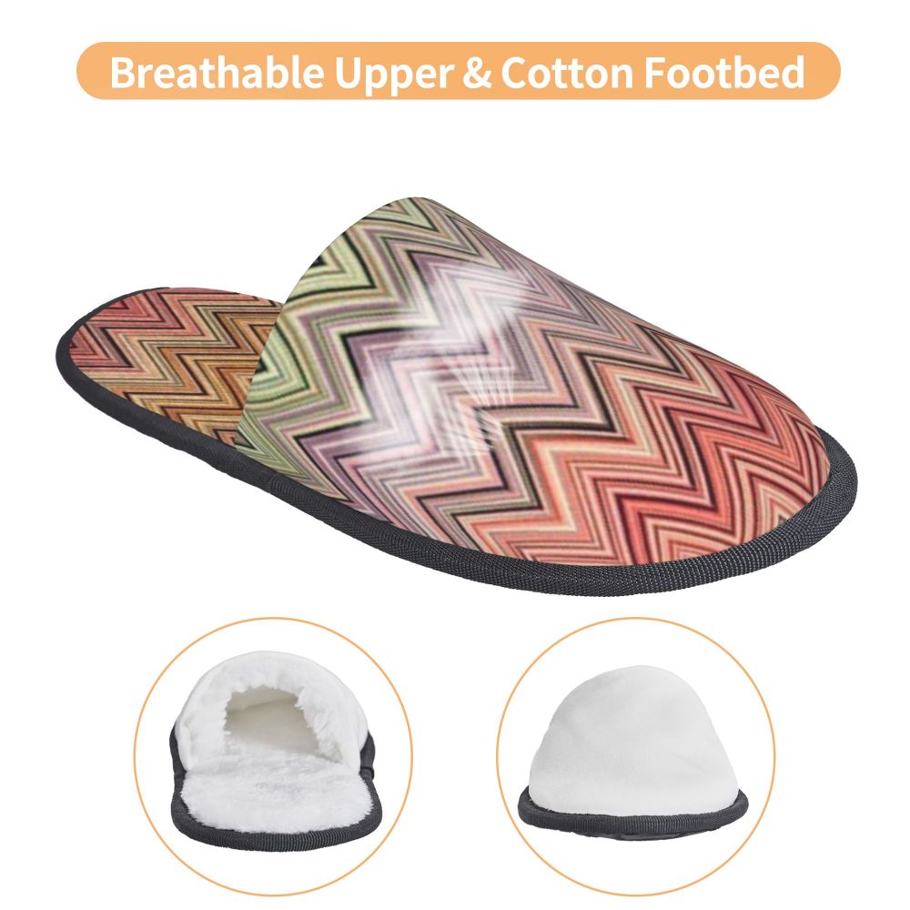 Abstract Geometric Home Zig Zag Guest Slippers for Hotel Women Custom Print Boho Modern Camouflage House Slipper