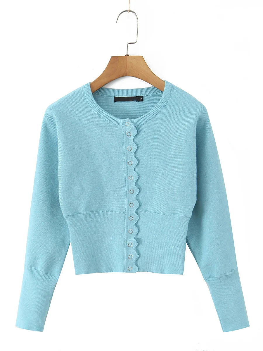 TWOTWINSTYLE Zwei Stück Set Für Frauen O Hals Laterne Hülse Patchwork Tasten Tunika Strickjacke Mittlere Taille Shorts Casual Anzug Weibliche