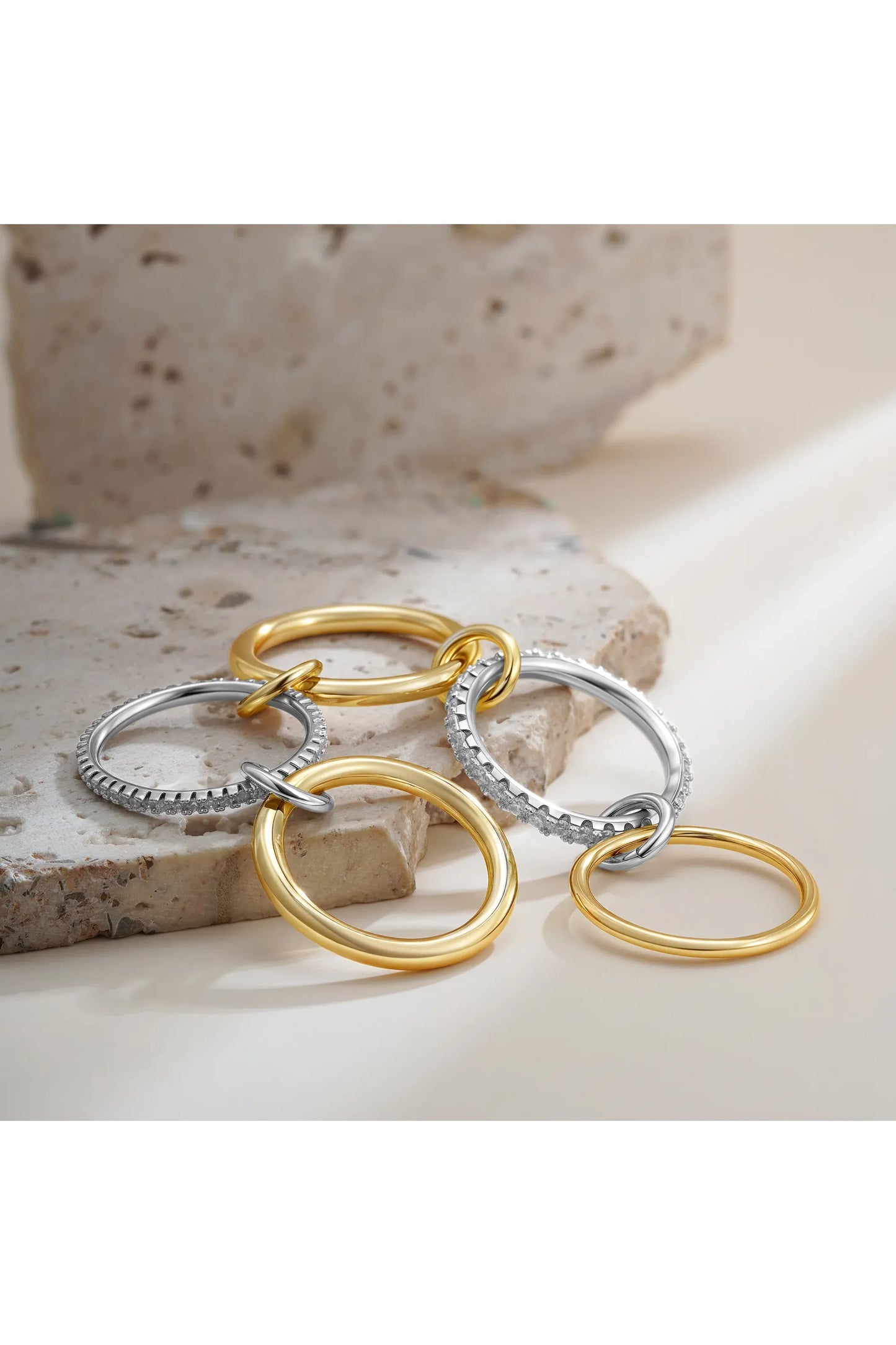 Luxus Zirkonia Stapelring – Vergoldeter Damenring