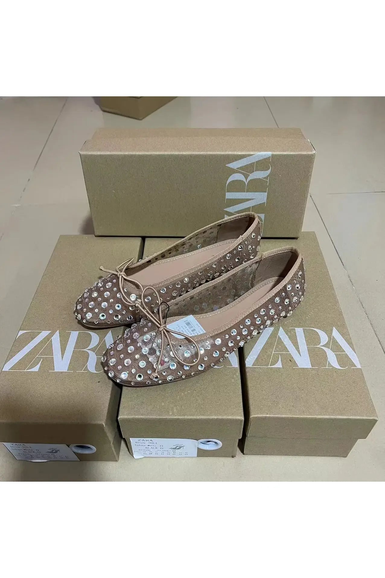 Atmungsaktive flache Schuhe mit Schmetterlingsknoten und Strassverzierung, modische neue Sommerschuhe für Damen, runde Zehenpartie, niedriger Absatz, Gummi...