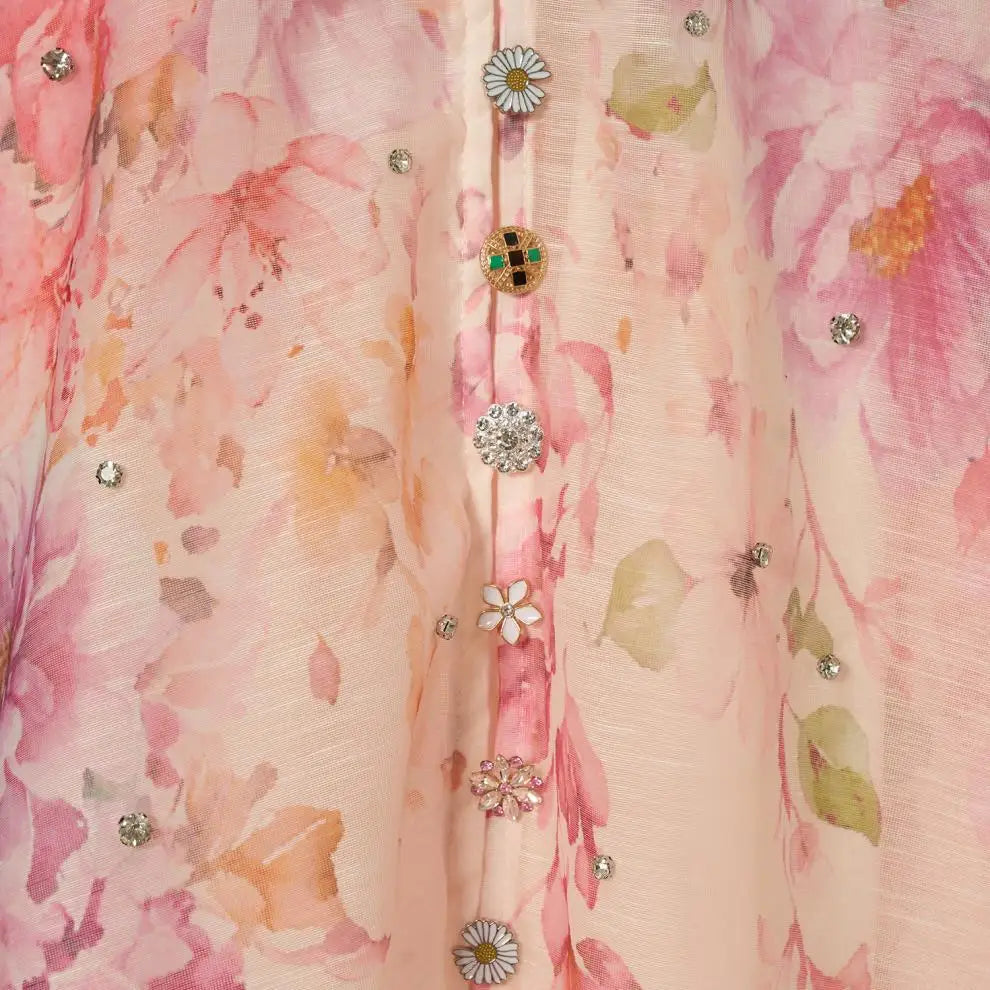 Spring Summer 2026 New Style Long Skirt Dress Women's Maxi Dress Diamond Floral Print High Waist Long Sleeve Street Style Ele...