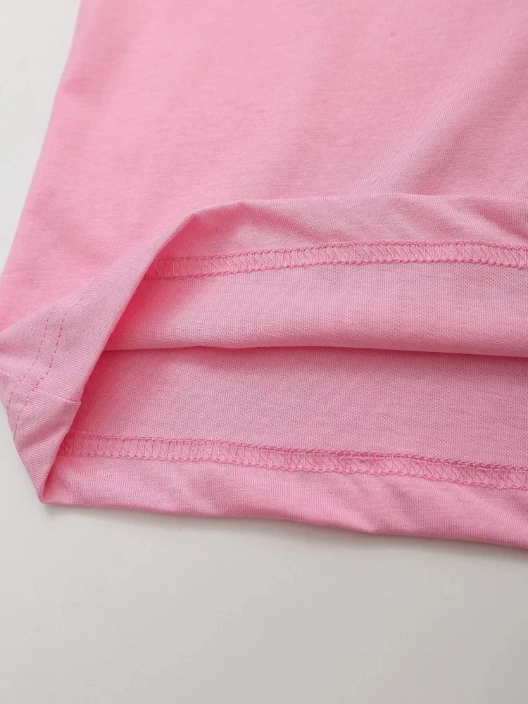 HH Sommer Frauen Casual T-shirt Hose Sets Elegante Rosa O Hals Kurzarm T-Shirt + Kordelzug Lose Hosen Frühling Anzug