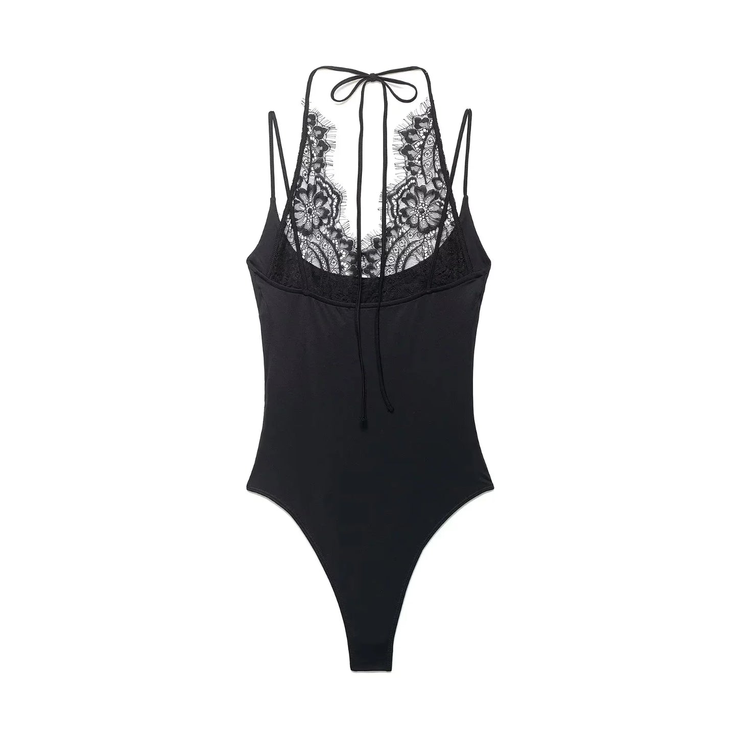 KONDALA Trendy Party Sexy Women Jumpsuit Patchwork Lace Halter Backless Bodysuit New Fashion 2026 Spring Summer Holiday Jumpsuit