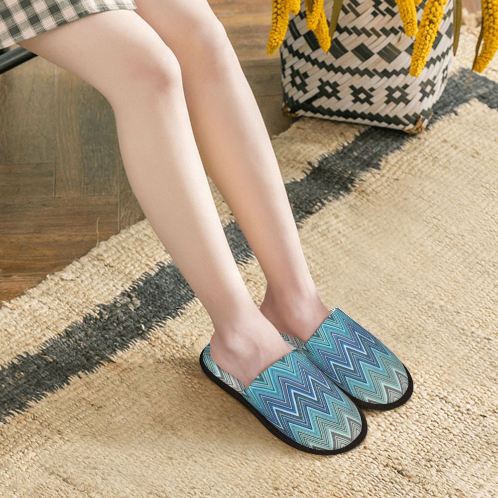 Abstract Geometric Home Zig Zag Guest Slippers for Hotel Women Custom Print Boho Modern Camouflage House Slipper