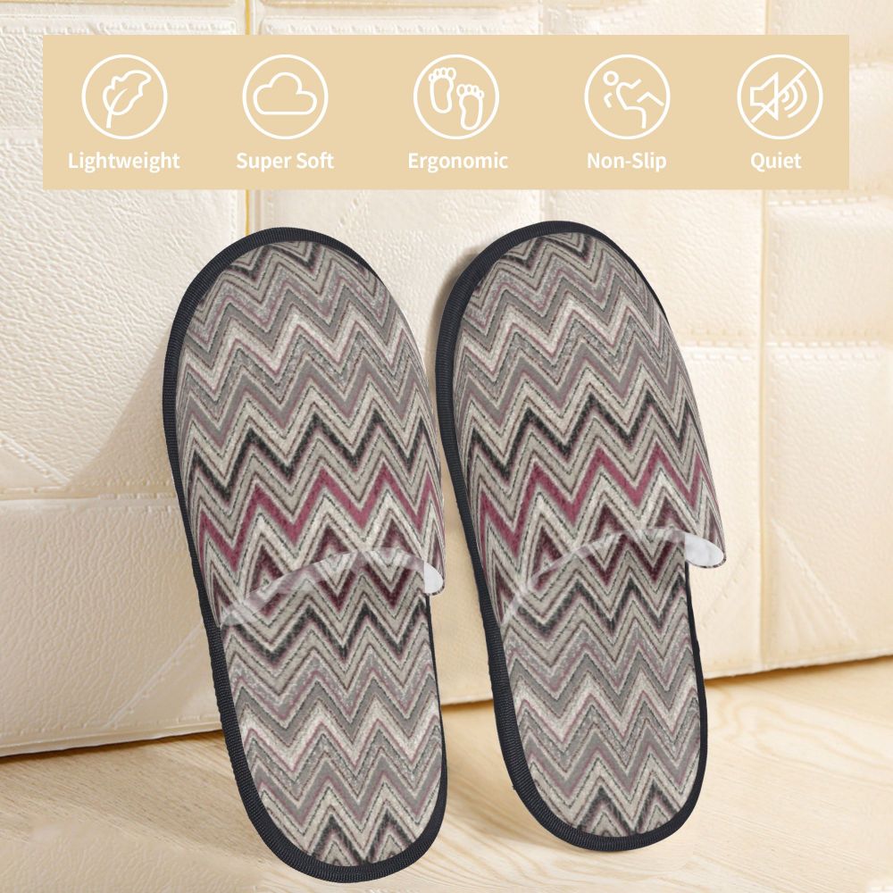 Abstract Geometric Home Zig Zag Guest Slippers for Hotel Women Custom Print Boho Modern Camouflage House Slipper