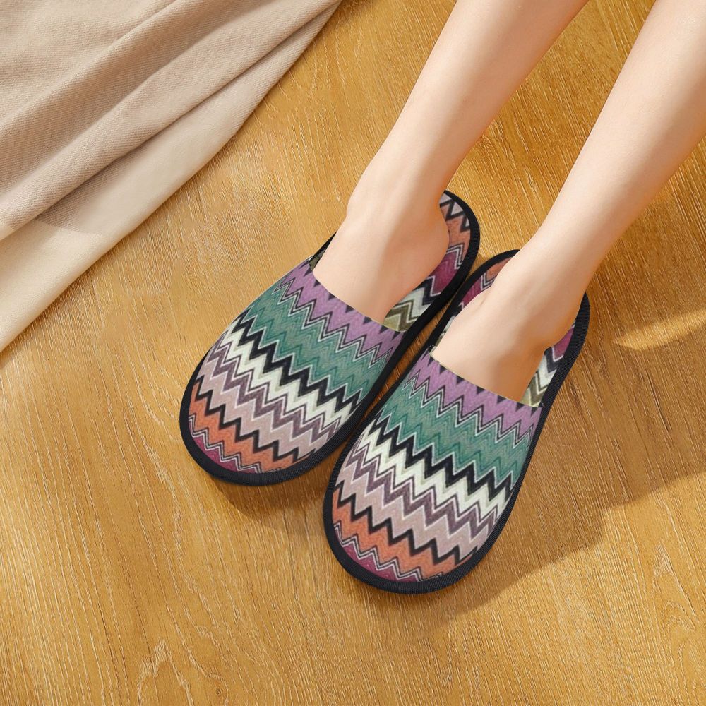 Abstract Geometric Home Zig Zag Guest Slippers for Hotel Women Custom Print Boho Modern Camouflage House Slipper