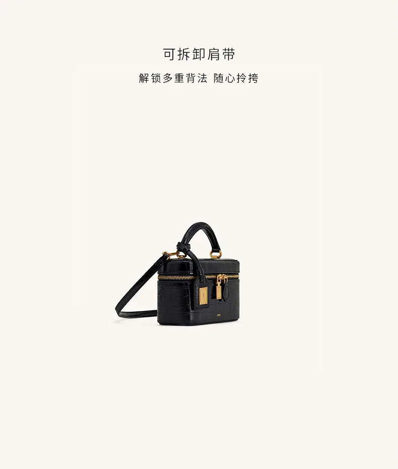 New JWPEI Cleo Crocodile-Print Diamond-Embellished Box Bag, Square Handbag, Crossbody Shoulder Bag, Small Square Bag