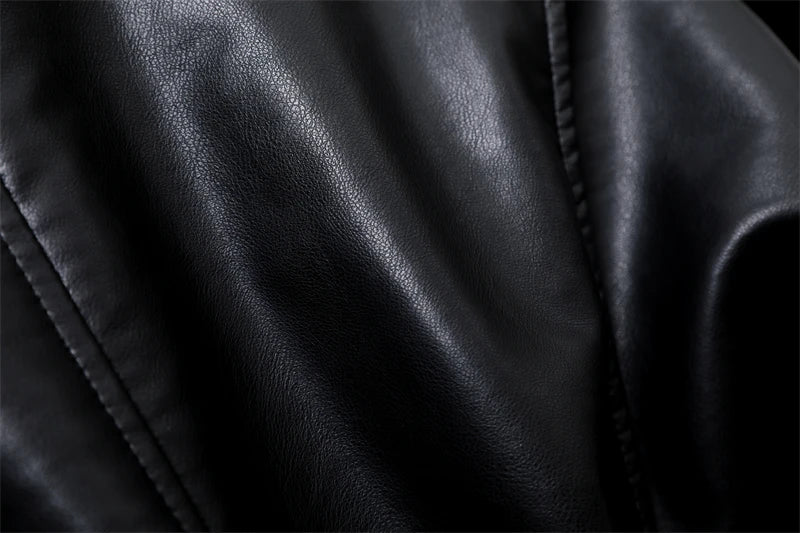 Neue 2025, Damen-Motorrad-Leder, PU-Kunstleder, lockere Jacke, schwarze Jacke