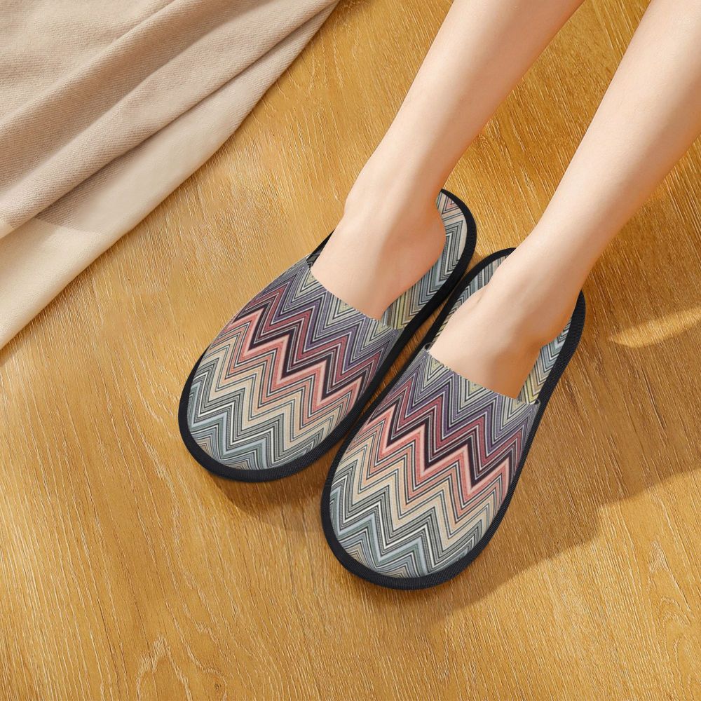 Abstract Geometric Home Zig Zag Guest Slippers for Hotel Women Custom Print Boho Modern Camouflage House Slipper