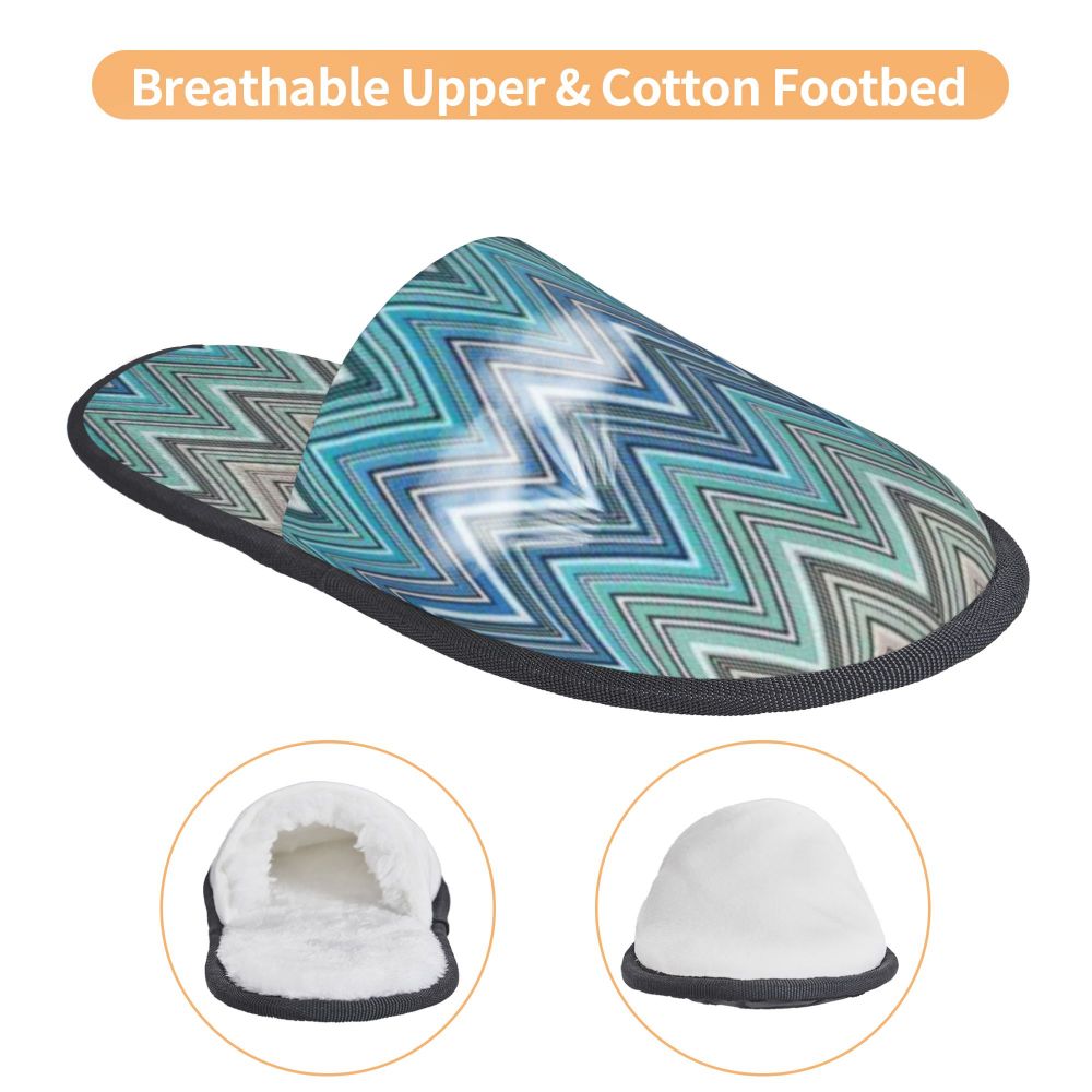 Abstract Geometric Home Zig Zag Guest Slippers for Hotel Women Custom Print Boho Modern Camouflage House Slipper